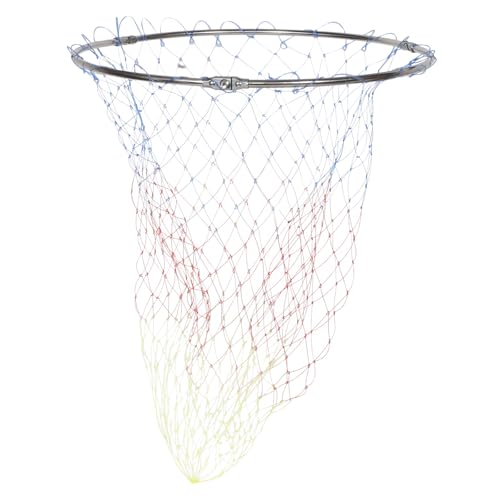 PRETYZOOM Replacement Fishing Net Stainless Steel Mesh Head 40cm Diameter with 8mm Connector, Color Printed Foldable Fish Catching Accessory for Freshwater and Saltwater Anglers
