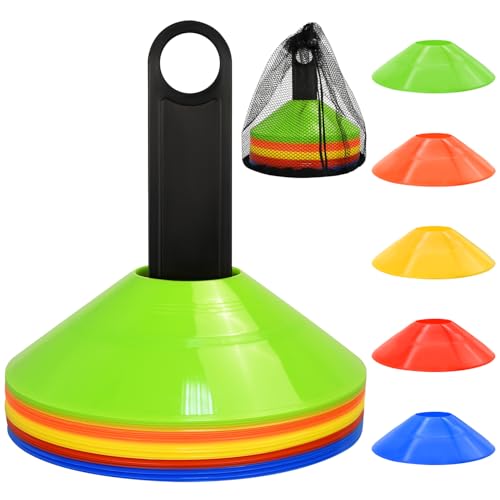 50/100/200pcs Disc Cones, Soccer Cones with Carry Bag and Holder, 5 Colors | for Football, Soccer, Basketball Training Equipment - size: 25pcs