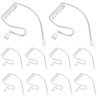 10-Pack Replacement Acoustic Coil Tube Walkie Talkie Earpieces for Baofeng Motorola Kenwood Retevis Midland Two Way Radios Headset Secret Spy Game Earpiece