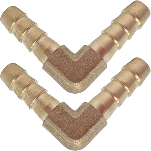 2PCS Brass 1/4" x 1/4" Hose Barb Fitting Barbed 90 Degree Elbow Connector L Right Angle Barbed Fitting by CX WONDERLAND - size: 1/4" Hose Barb