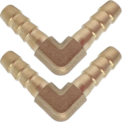 2PCS Brass 1/4" x 1/4" Hose Barb Fitting Barbed 90 Degree Elbow Connector L Right Angle Barbed Fitting by CX WONDERLAND - size: 1/4" Hose Barb