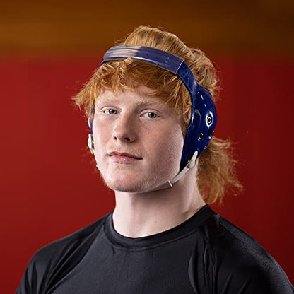 Matman Halo Adult Wrestling Headgear for Men | Old-School Hard Shelled Wrestling Ear Guard for BJJ, MMA, & Grappling | Low-Profile Design - color: Royal