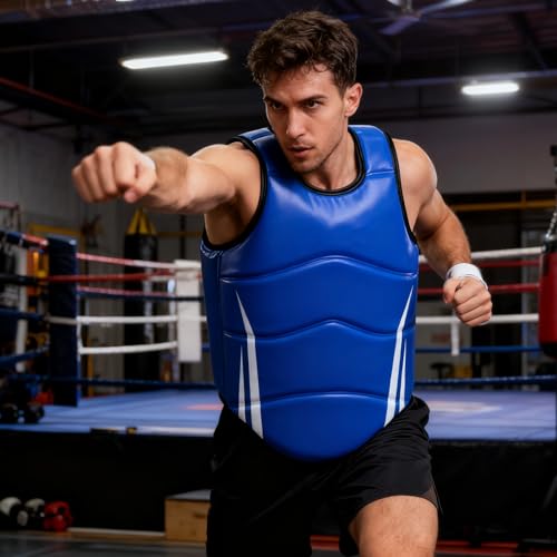 Chest Protector for Karate, Taekwondo, and Boxing, Padded Rib Shield for Muay Thai MMA Training, PU Leather Guard for Men and Women