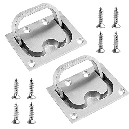 Stainless Steel Hatch Pull Flush Lift Solid Boat Ring Hatches Handles for Boat Deck Hatch Flush Ring Pull Home Furniture Drawer Cabinet Recessed Lid Handle (2 Pack of Flush Ring Pull)