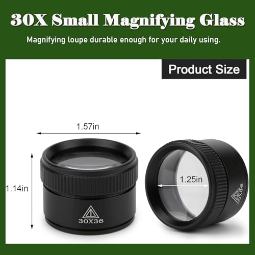30X Portable Handheld Magnifier Optics Lens Loupes Magnifiers Dome Magnifying Glass for Jewelry Scope Stamps Seniors Reading Newspapers Crafts Watch Repair (30X 36MM) - size: 30X36MM