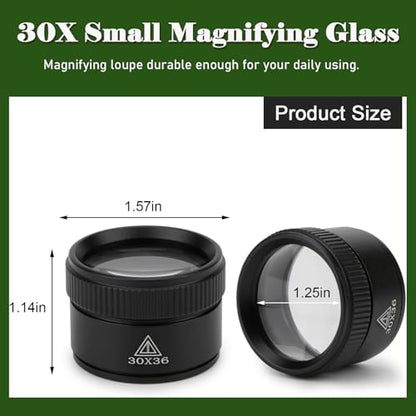 30X Portable Handheld Magnifier Optics Lens Loupes Magnifiers Dome Magnifying Glass for Jewelry Scope Stamps Seniors Reading Newspapers Crafts Watch Repair (30X 36MM) - size: 30X36MM