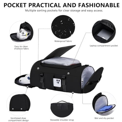 MIYCOO Gym Bag with Shoes Compartment, Duffle Bag, Backpack with Wet Pocket - color: 01#Full Black-Style1