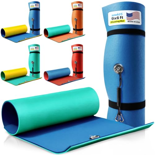 Premium Made in USA Lily Pad Floating Mat, 9x6 12x6 18x6 ft – Foam Floating Water Mat for Lake | Lilypad Float Swim Mat for Boat & Pool - color: Blue / Green, size: 9 x 6 ft