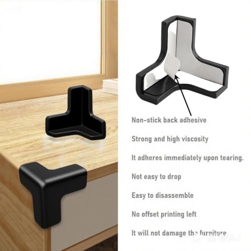 Black Soft Silicone Corner Guards for Baby Proofing – Adhesive Clear Table Edge Protectors for Furniture, Glass Tables, Sharp Edges (Black, 8-Pack) - size: Small