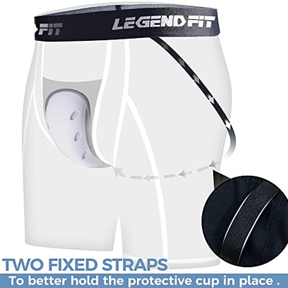 Men Baseball Compression Straps Shorts with Athletic Cup - color: White, size: Large