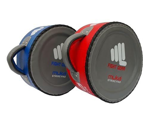 Round Boxing Pad for Men - Synthetic Leather Punching Mitts Coaching Shield - MMA Muay Thai Kickboxing Strike Pads for Karate, Training, Taekwondo, Martial Arts - color: Red