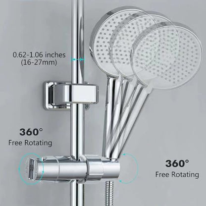 Shower Head Holder for Slide Bar 16-27mm Double Slot Adjustable Hand Shower Bracket for Slide Bar Slider Clamp Bathroom Replacement 360 Degree Rotating Bidet Sprayer Holder, ABS Chrome
