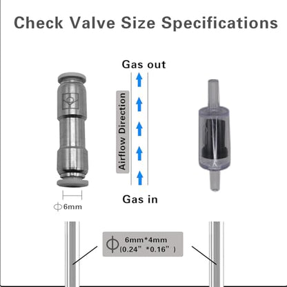 Aquarium Check Valves 1 Way Non-Return Valves Spare Parts Kit for CO2 System & Air Pump
