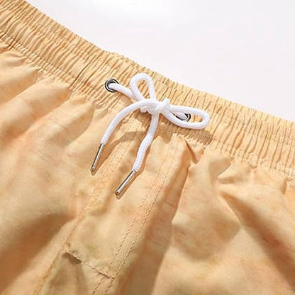 Ctreela Men's Funny Dog 3D Graphic Yellow Loose Fit Summer Beach Shorts - color: Khaki, size: X-Large