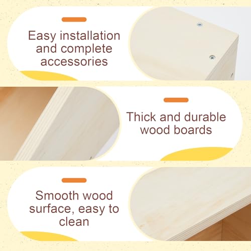 2 Pack Wood Rabbit Nesting Box, 18x12x12 Inch Wooden Hutch Hideout for Breeding, Natural Burrow Den Alternative for Rabbits & Small Animals - size: 18x12x12 Inch