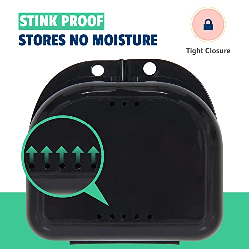 Retainer Case 2 Pack, Vented Mouth Guard & Aligner Case Holder - color: Black, size: Pack of 2