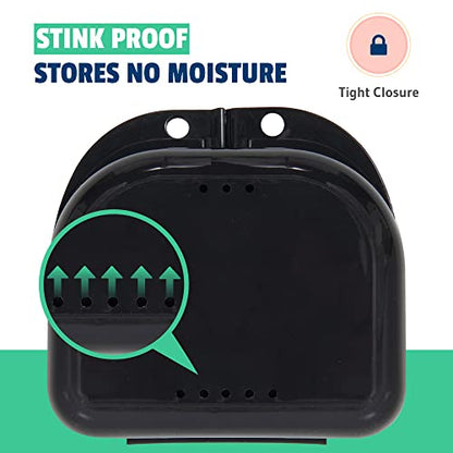 Retainer Case 2 Pack, Vented Mouth Guard & Aligner Case Holder - color: Black, size: Pack of 2