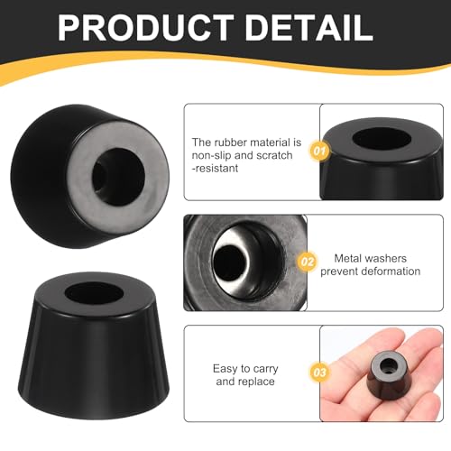 HARFINGTON 12Pcs Anti Vibration Rubber Feet 1.1" L x 0.8" W x 0.7" H 0.2" Dia Isolator Rubber Bumper Air Compressor Foot Pads for Generators Pressure Washers, Black