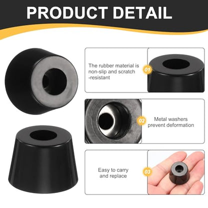 HARFINGTON 12Pcs Anti Vibration Rubber Feet 1.1" L x 0.8" W x 0.7" H 0.2" Dia Isolator Rubber Bumper Air Compressor Foot Pads for Generators Pressure Washers, Black
