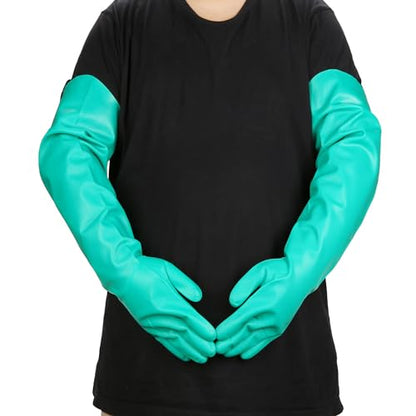 Aquarium Gloves for Fish Tank Maintenance,Shoulder Length Waterproof Long Rubber Hands Protector for Fish Aquarium Water Change Cleaner Dog Cat Bath and Kitchen,Large