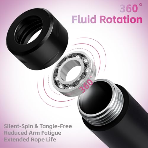 Weighted Jump Rope, 1LB Tangle-Free Ball Bearing Rapid Speed Skipping Rope for Men Women, Adjustable 9mm Cotton & PVC Rope with Alum Handle for Boxing MMA Weight-Loss Athletic Workout Fitness - color: Gradient Pink & Pink