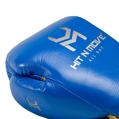 HIT N MOVE All Day Pro Balance Sparring and Bag Boxing Gloves LACE UP, Boxing Gloves Men & Women, Boxing Equipment, Sparring & Bag Gloves for Boxing, Kickboxing, Muay Thai, MMA - color: Blue, size: 16 OZ