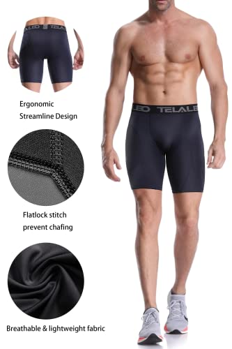Compression Shorts Men Spandex Athletic Underwear Boxer Brief Base Layer - color: Black(2pcs)+blue(2pcs)+gray(1pcs), size: Small