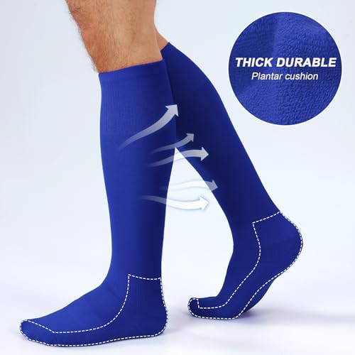 XZQTIVE Soccer Shin Guards with Shin Sleeves and Soccer Socks, Football Shin Pads Set for Kids Youth and Adult - color: blue, size: L(Youth/Adult)