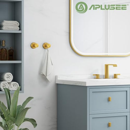 APLusee Brushed Gold Robe Towel Hooks for Bathroom, 2 Pack, Wall Mounted - color: Brushed Gold, size: 2 Pack