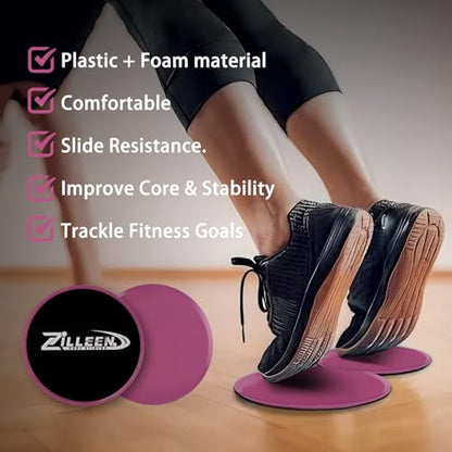 ZILLEEN Exercise Sliders for Working Out Pilates Fitness Discs 2pcs - color: Pink