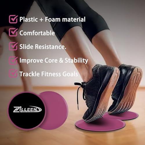 ZILLEEN Exercise Sliders for Working Out Pilates Fitness Discs 2pcs - color: Pink