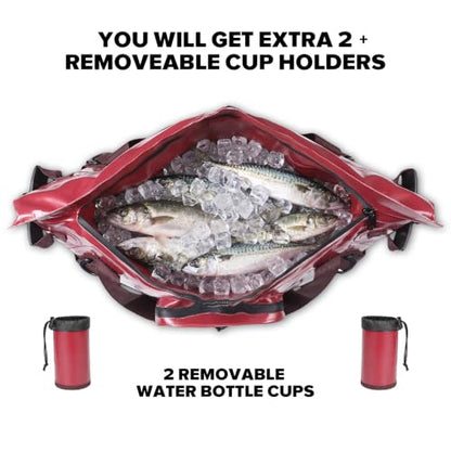 MORXPLOR Insulated Fish Cooler Kill Bag with Flat Bottom-26x18 31x14 40x16 50x18 60x20 70x25 Inches Waterproof Fishing Tackle Kill Cooler Bag - color: Wine-26x18x9