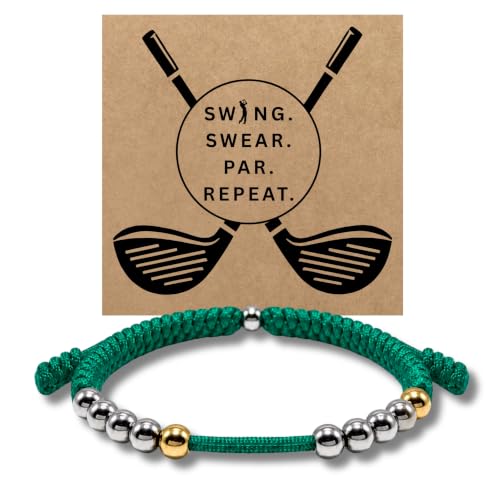 Golf Counter Bracelet, 10 Bead Handmade Score Counter, Adjustable Stainless Steel Beads, Easy Stroke Counting Accessory for Men and Women - color: Emerald Green