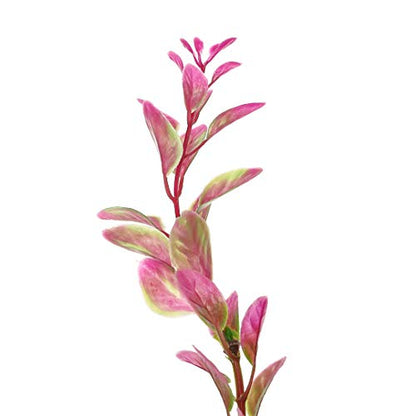 18 Inch Artificial Aquarium Plants, Red Rhodo Plastic Fish Tank Decorations, Safe for Freshwater & Saltwater, Non-Toxic Stone Base Ornament for Betta Fish Tank