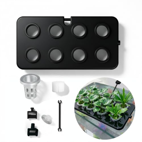 Multi-positional Aquarium Plant Holder Top Hanging Fish Tank Plant Holders Fits up to Fish Tank of Any Size ，8 Planting Spots, with 8 Sets of Baskets