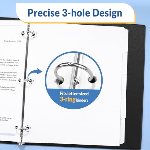 SUNEE Binder Dividers with Tabs for 3 Ring Binder, 8.5 x 11 Paper White Binder Dividers Blank with 5 Tabs, 6 Sets Page Dividers for School, Office and Home, 30 Dividers