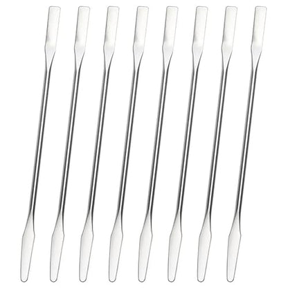 8 PCS Stainless Steel Lab Laboratory Mini Double-Ended Spatula,Micro Spatula, Semi-Micro Shovel Tapered Arrow End Flat Ends,Mini Metal Spatula,6" Length