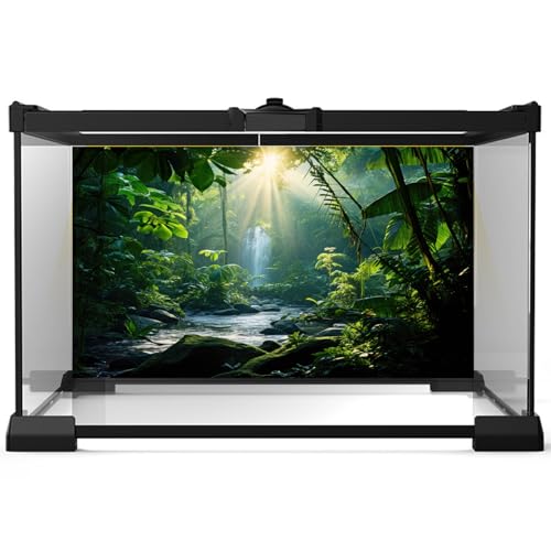 Aquarium Background Waterfall Tropical Rainforest Fish Tank Background Lush Green Forest Sunlight Thick Foliage Reptile Tank Backgrounds Deep Foggy Misty Falls Reptile Enclosure Backgrounds 72x16in