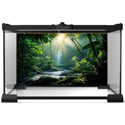 Aquarium Background Waterfall Tropical Rainforest Fish Tank Background Lush Green Forest Sunlight Thick Foliage Reptile Tank Backgrounds Deep Foggy Misty Falls Reptile Enclosure Backgrounds 72x16in