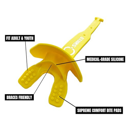 O Shield Striker Football Lip Guard with Permanent Strap - color: Yellow / Gold
