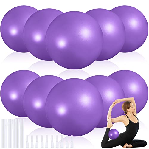 Aoriher 10 Pcs Small Pilates Ball Bulk 9 Inch Mini Yoga Ball - color: purple