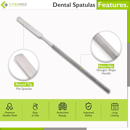Cynamed Multi-Purpose Stainless Steel Spatula Set - 6-Piece Precision Craft, Medical & Dental Application Tools - Ideal for Mixing, Spreading & Smoothing Materials