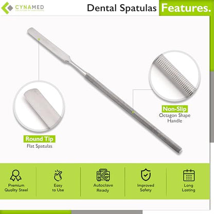 Cynamed Multi-Purpose Stainless Steel Spatula Set - 6-Piece Precision Craft, Medical & Dental Application Tools - Ideal for Mixing, Spreading & Smoothing Materials