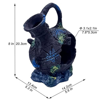 Aquarium Decoration - Fish Tank Cave Decoration Accessories Resin Classical Ceramic Jar Ornaments Betta Fish, Shrimp, Cichlid Rest, Entertainment, and Breeding Spacious Hide and Play Place