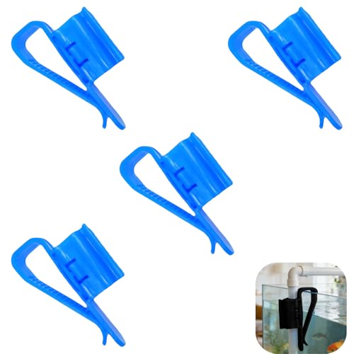 4Pcs Hose Holder, Plastic Fish Water Pipe Clamp, Aquarium Filtration Clip, Adjustable Aquarium Filtration Bucket Mounting Clip, Fit fir 8mm to 16mm Hoses (Blue) - color: Blue