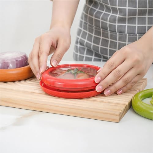 Set of 4 Reusable Fruit & Veggie Saver Boxes, Washable Fresh Produce Storage Containers for Avocados, Tomatoes, Apples, Garlic, Onions & Vegetables