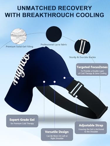 Shoulder Ice Pack Wrap for Rotator Cuff and Arm,Cold Compression for Relief - color: Large-Navy blue