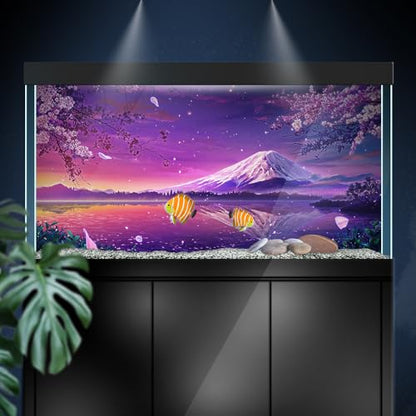 Aquarium Background Stickers - Japan Cherry Blossoms Peak Self-Adhesive Fish Tank Reptile Terrarium Decor Poster (45 x 30 cm / (17.7 x 11.8 inches)) - size: 45 x 30 cm / (17.7 x 11.8 inches)