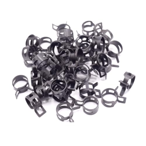 50Pcs 1/2 inch (12mm) ID Spring Band Type Action Hose Clamp, 0.5 inch Black Manganese Steel Spring Clip Pipe, Ideal for Fuel Line, Silicone Hose Line, and Water Pipe - size: 12mm