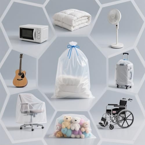 Large Plastic Bags 55 x 63 Inch Clear Storage Bags Great for Moistureproof, Dustproof, Luggage, Kids Bike, Blanket, Big Plush Toys, Home Appliances, Equipments and More (5 pack) - size: 55 x 63 in